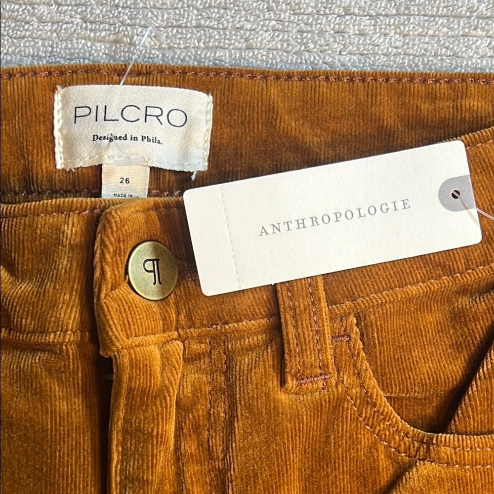 Anthropologie Pilcro High-Rise Skinny Corduroy Pants Cedar Gold Size 26 NWT - Picture 2 of 14